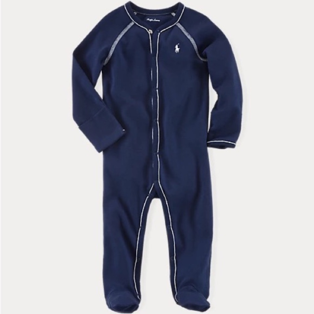 Baby boy Polo Ralph Lauren Cotton Jersey Footed Coverall French Navy blue